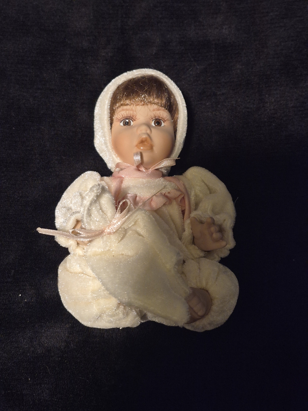 Geppeddo Porcelain Bunny Baby Doll with Security Blanket